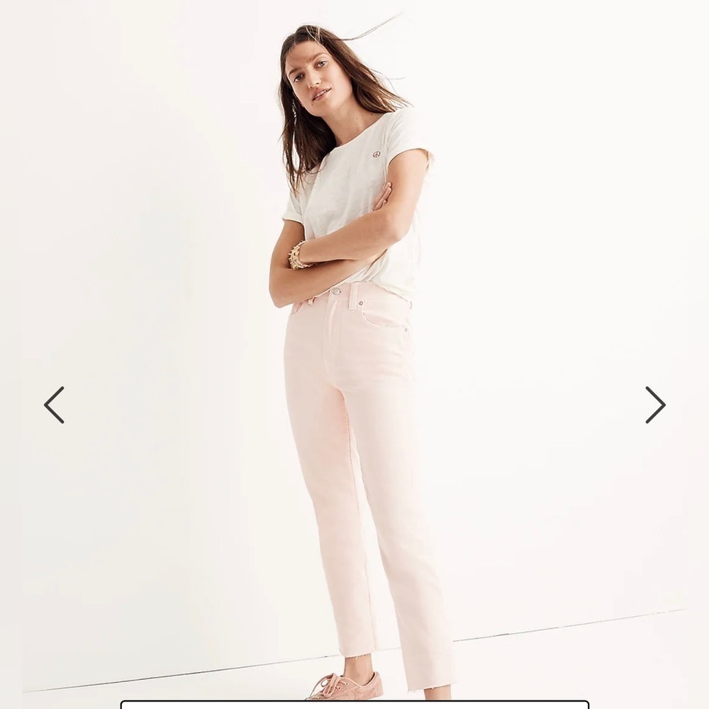 Madewell garment dyed light pink straight leg jeans size 27